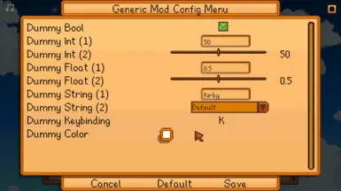 Generic Mod Config Menu Mod Menu