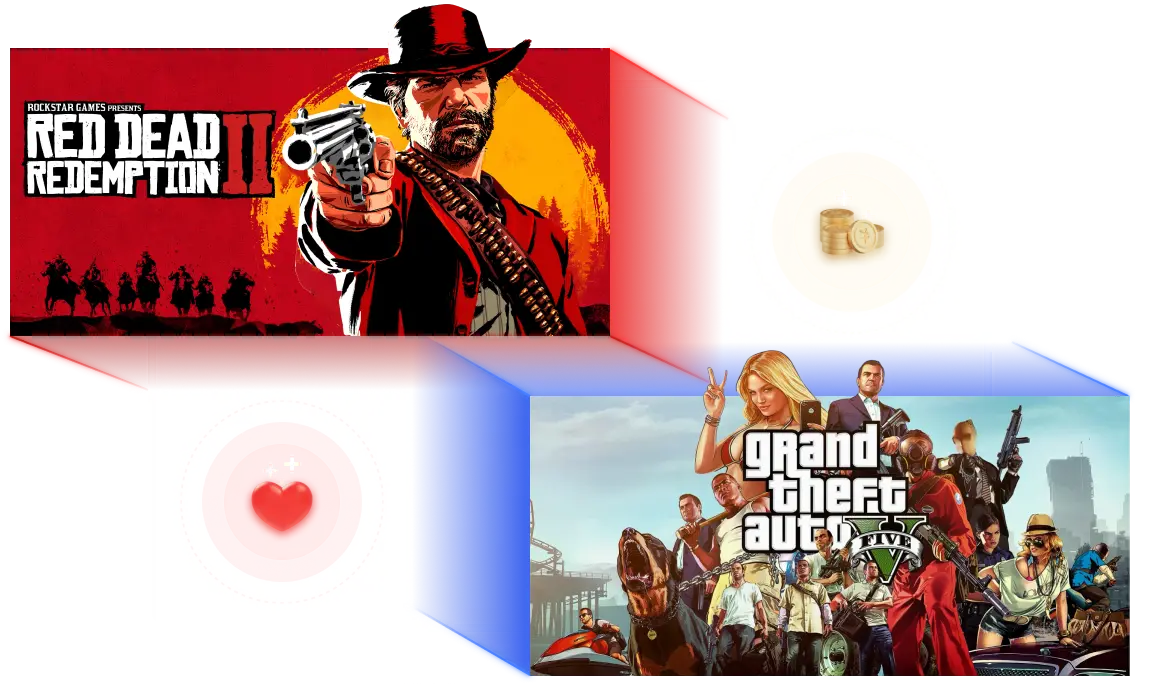 XMODhub PC game mod integration interface supporting Red Dead Redemption 2 and GTA 5